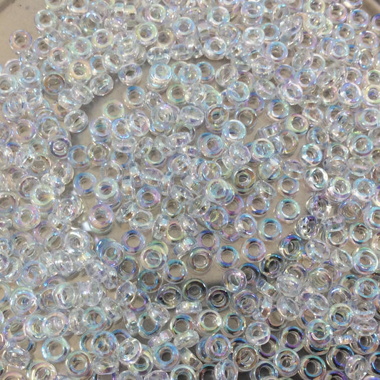 1mm x 3mm Glossy Clear Rainbow AB Genuine Miyuki Glass Seed Spacer Beads - Sold by 8 Gram Tubes (Approx 520 Beads per Tube) - (SPR3-250)