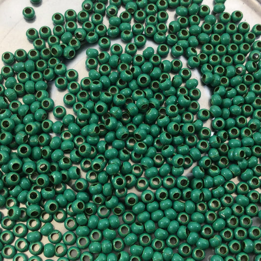 Size 11/0 Glossy Finish Green Coated Brass Seed Beads with 1.1mm Holes - Sold by 2", 13 Gram Tubes (~700 Beads per Tube) - (MT11-GRN)
