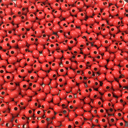 Size 8/0 Glossy Finish Red Coated Brass Seed Beads with 1.1mm Holes - Sold by 5", 36 Gram Tubes (~900 Beads per Tube) - (MT8-RED)