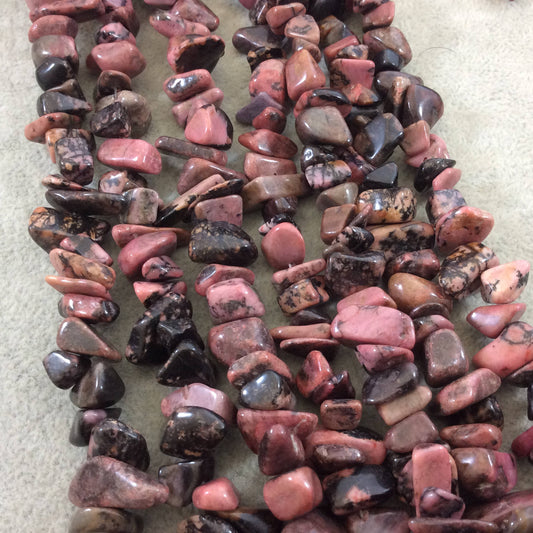 Natural Dendritic Rhodonite Chunky Nugget Shaped Beads with 1mm Holes - Sold by 16" Strands (Approx. 75-80 Beads) - Measuring 10-15mm Wide