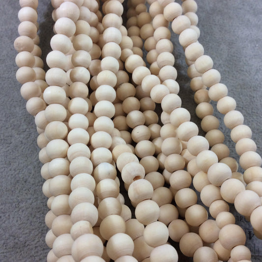 8mm Cream Colored Unfinished/Plain Natural Wooden Rondelle Shaped Beads with 2mm Holes - Sold by 15.75" Strands (Approx. 59 Beads)