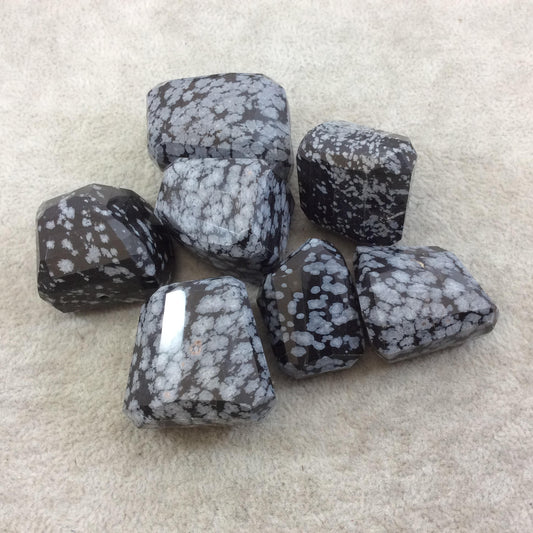 25-35mm Medium Faceted Snowflake Obsidian Nugget Bead - Sold Individually, Randomly Chosen - High Quality HandCut Indian Semi-Precious Stone