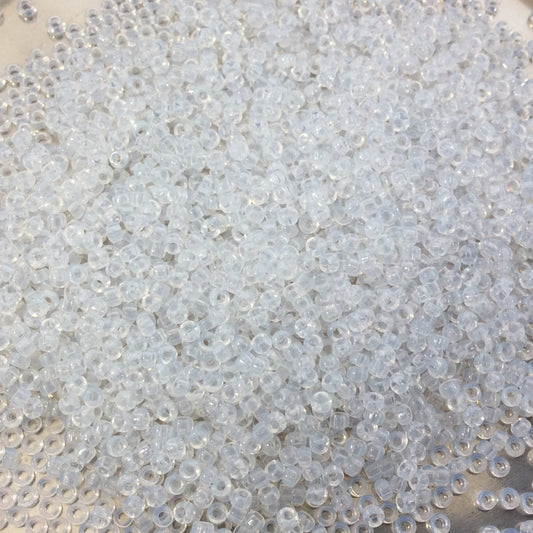 Size 15/0 Crystal White Opal Genuine Miyuki Glass Seed Beads - Sold by 8.2 Gram Tubes (~2050 Beads per Tube) - (15-9550)