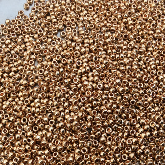 Size 15/0 Galvanized Gold Genuine Miyuki Glass Seed Beads - Sold by 8.2 Gram Tubes (~2050 Beads per Tube) - (15-9182)