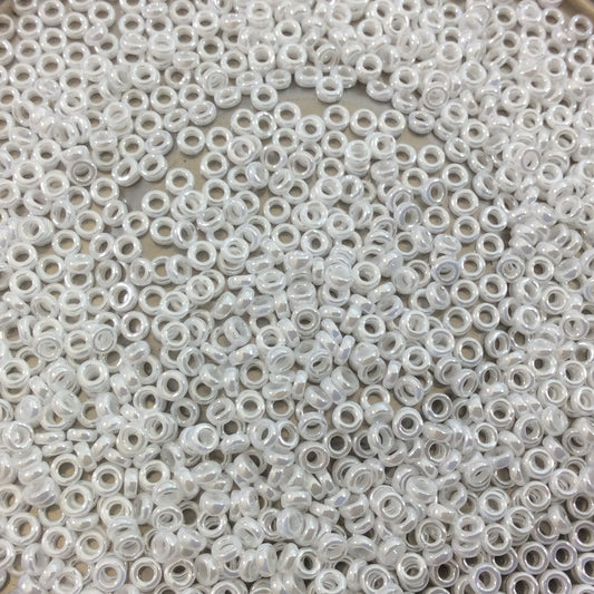 1mm x 2mm Glossy White Luster Genuine Miyuki Glass Seed Spacer Beads - Sold by 7 Gram Tubes (Approx 770 Beads per Tube) - (SPR2-420)