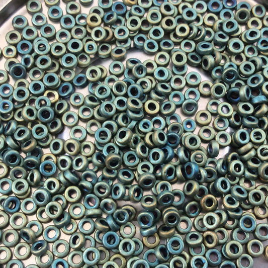 1mm x 3mm MATTE Metallic Patina Iris Genuine Miyuki Glass Seed Spacer Beads - Sold by 8 Gram Tubes (Approx 520 Beads per Tube) - (SPR3-2008)