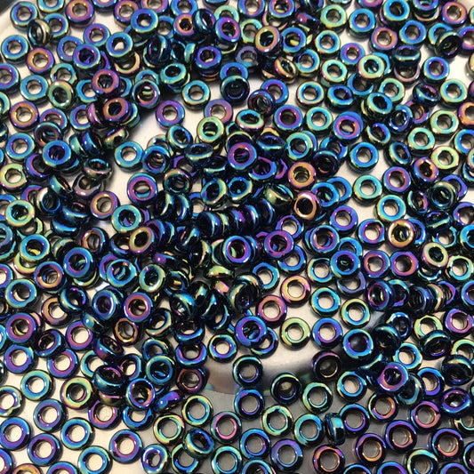 1mm x 3mm Glossy Metallic Blue Iris Genuine Miyuki Glass Seed Spacer Beads - Sold by 8 Gram Tubes (Approx 520 Beads per Tube) - (SPR3-455)