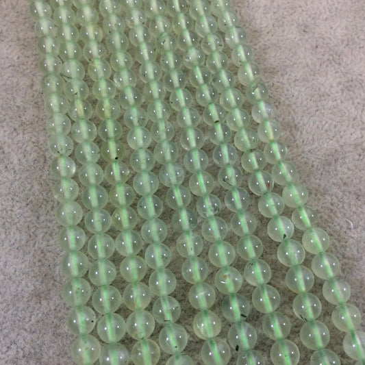 6mm Smooth Natural Prehnite Round/Ball Shaped Beads with 1mm Holes - Sold by 15.5" Strands (Approx. 65 Beads) - High Quality Gemstone