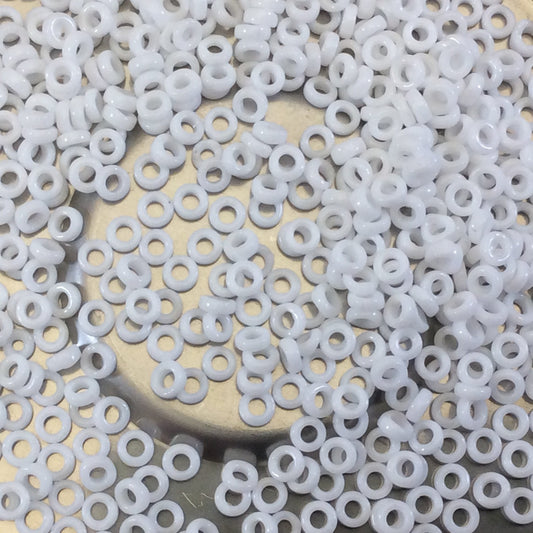 1mm x 3mm Glossy Opaque White Genuine Miyuki Glass Seed Spacer Beads - Sold by 8 Gram Tubes (Approx. 520 Beads per Tube) - (SPR3-402)