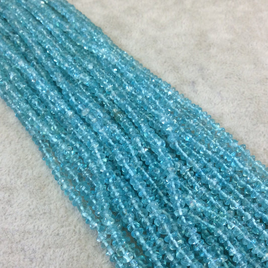 Aqua Apatite Freeform Rondelle Shaped Beads - 3mm x 4mm approximately