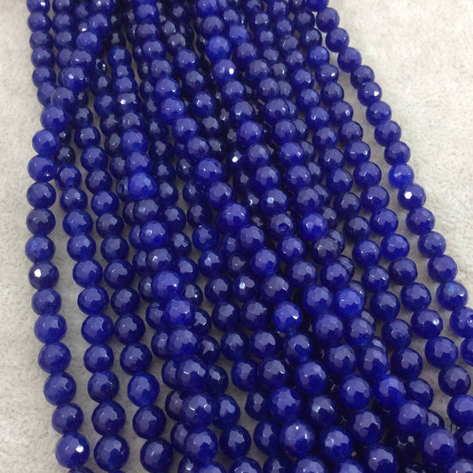 6mm Faceted Cadet Blue Agate Round/Ball Shaped Beads - 15.5" Strand (Approximately 64 Beads) - Natural Semi-Precious Gemstone