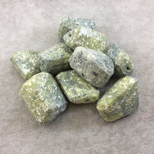 20-25mm Medium Faceted Serpentine Nugget Bead - Sold Individually, Randomly Chosen - High Quality Hand-Cut Indian Semi-Precious Gemstone