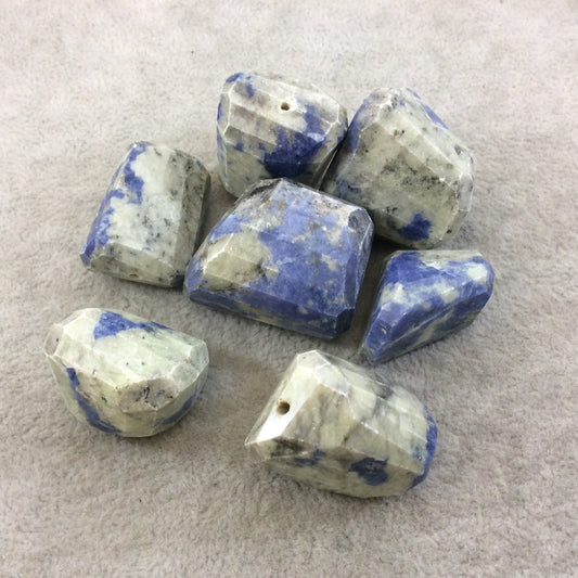 25-35mm Large Faceted Sodalite Nugget Bead - Sold Individually, Randomly Chosen - High Quality Hand-Cut Indian Semi-Precious Gemstone