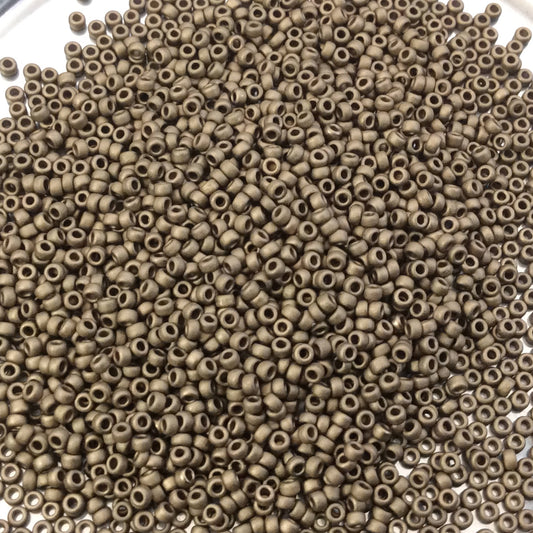 Size 15/0 Matte Metallic Dark Bronze Genuine Miyuki Glass Seed Beads - Sold by 8.2 Gram Tubes (~2050 Beads per Tube) - (15-92006)
