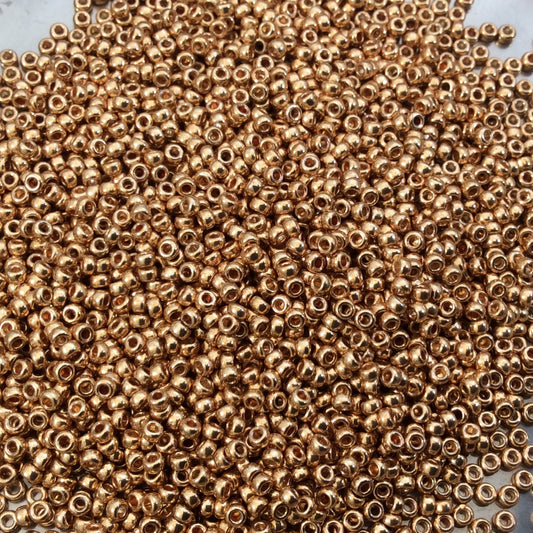 Size 15/0 Galvanized Yellow Gold Genuine Miyuki Glass Seed Beads - Sold by 8.2 Gram Tubes (~2050 Beads per Tube) - (15-91053)