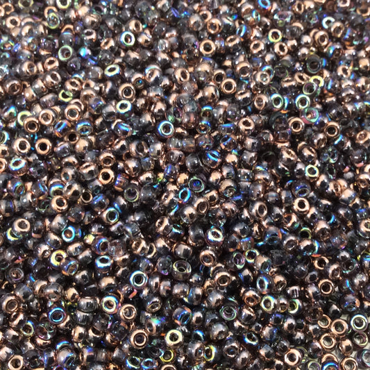 Size 11/0 Glossy Crystal-Base Copper Rainbow Miyuki/Czech Unions Glass Seed Beads - Sold by 24 Gm Tubes (~2500 Beads/Tube) - (11-131-98533)