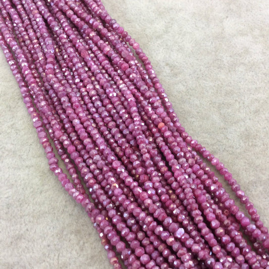 Holiday Special! 2-3mm x 2-3mm Faceted Mystic Magenta Dyed Natural Quartz Rondelle Beads - 13" Strand (~ 145 Beads)