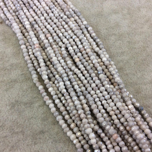 Holiday Special! 2-3mm x 2-3mm Faceted Mystic Lt. Gray Dyed Natural Quartz Rondelle Beads - 13" Strand (~ 125 Beads)
