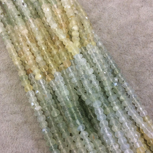 Holiday Special! 3-4mm x 3-4mm Faceted Natural Gradient Prehnite Rondelle Beads - 13" Strand (~ 100 Beads)