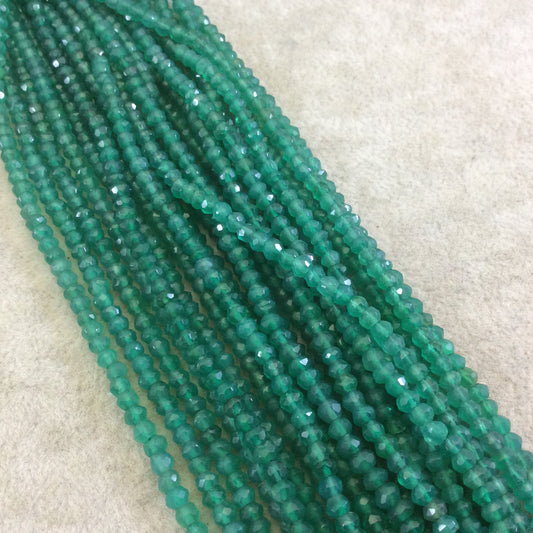 Natural Green Onyx Beads - 3-4mm Faceted Rondelle, 13" Strand (~110 Beads), Holiday Special
