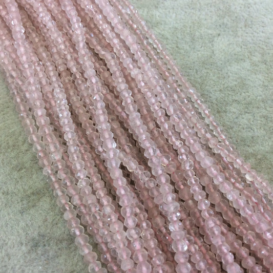 Holiday Special! 3-4mm x 3-4mm Faceted Natural Pink Rose Quartz Rondelle Shaped Beads - Sold per 13" Strand (Approx. 120 Beads)
