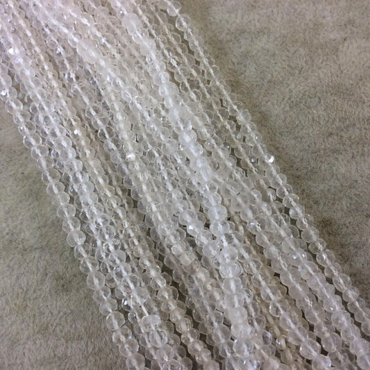 Holiday Special! 3-4mm x 3-4mm Faceted Natural Crystal Clear Quartz Rondelle Shaped Beads - 13" Strand (~ 110 Beads)