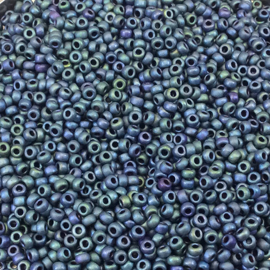 Size 11/0 Matte Finish Metallic Blue-Green Miyuki Glass Seed Beads - Sold by 23 Gram Tubes (~ 2500 Beads / Tube) - (11-92064)