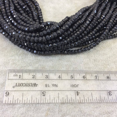 Holiday Special! 3-4mm x 3-4mm Faceted Natural Glossy Black Spinel Rondelle Shaped Beads - 13" Strand (~ 115 Beads)