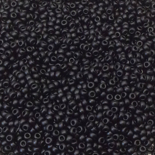 Size 11/0 Semi-Matte Finish Semi-Matte Black Color Miyuki Glass Seed Beads - Sold by 23 Gram Tubes (~ 2500 Beads / Tube) - (11-9401SF)