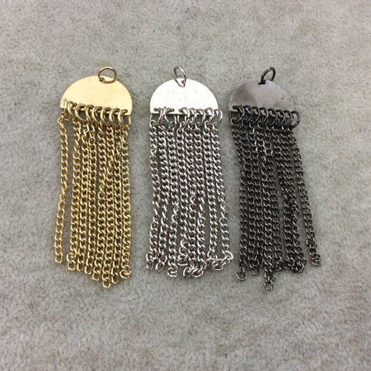 3/4" Silver Plated Copper Jellyfish Shaped Pendant with Matching Chains, - Measuring 21mm x 13mm, w/ 45mm Chains