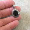 OOAK Genuine Pave Diamond Encrusted Gunmetal Plated Sterling Silver & Raw Diamond Pendant - Measuring 17mm x 20mm, Approx. - .09 cts