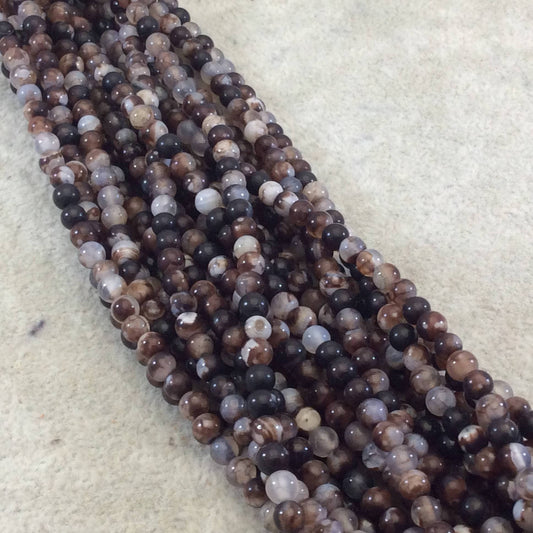 4mm Black Brown Mottled Agate Beads