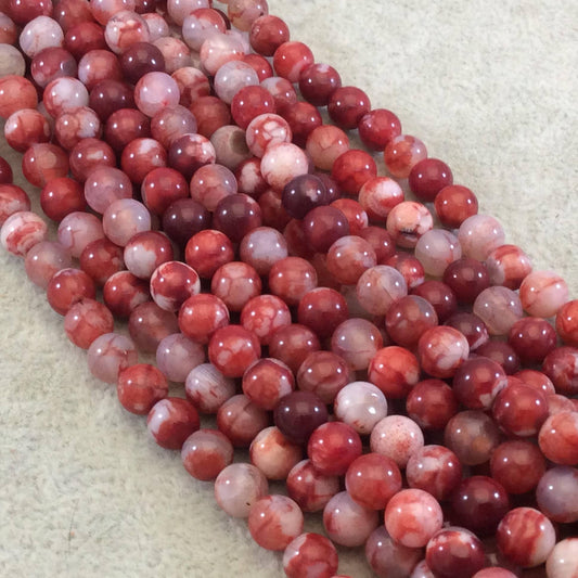 8mm Red Mottled Agate Beads