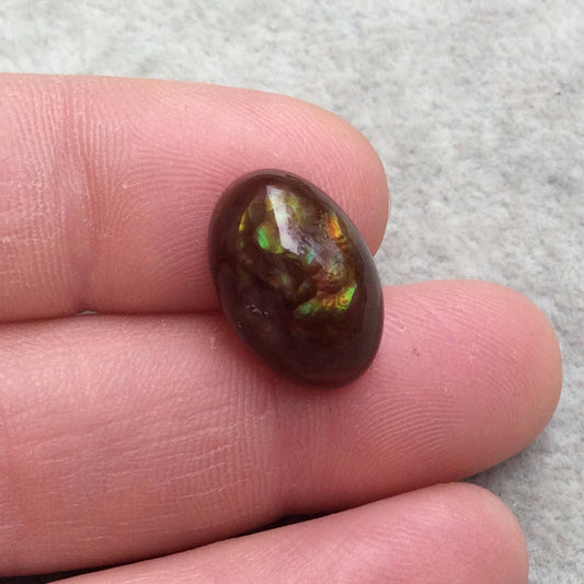 OOAK Orange/Green/Gold Fire Agate Oval Shaped Flat Back Cabochon "FA12" ~ 11mm x 17mm, 6mm Dome Height - Natural High Quality Gemstone