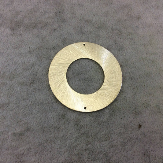50mm Gold Brushed Finish Thick Open Circle/Ring Shaped Dual Drilled Plated Copper Components - Sold in Bulk Packs of 10 Pieces - (021-GD)