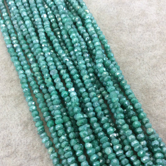 Mystic Green Quartz Beads | Faceted Rondelle Gemstone Beads | 2mm to 3mm | 13" Strand (~145 Beads) | Natural Dyed Quartz