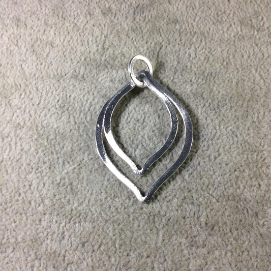 Large Sized Silver Plated Copper Open Double Marquise Shaped Components ~ 46mm, 36mm, With Jump Ring Sold in Packs of 10 (435-SV)