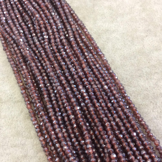 Holiday Special! 2-3mm x 2-3mm Faceted Mystic Coated Natural Red Garnet Rondelle Beads - 13" Strand (~ 134 Beads)