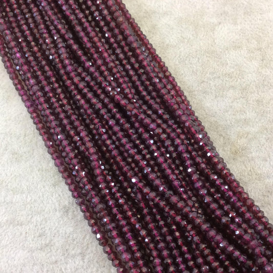 Holiday Special! 2-3mm x 2-3mm Faceted Natural Red Garnet Rondelle Shaped Beads - 13" Strand (~ 135 Beads)