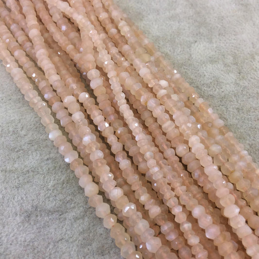 Holiday Special! 3-4mm x 3-4mm Faceted Natural Peach Moonstone Rondelle Shaped Beads - 13" Strand (~ 120 Beads)