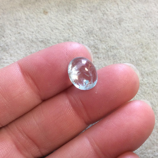 OOAK Natural AA Blue Aquamarine Oval Shaped Domed Back Cabochon "AC17" - Approx. 8.5mm x 10mm, 6mm Dome Height - High Quality Gemstone Cab