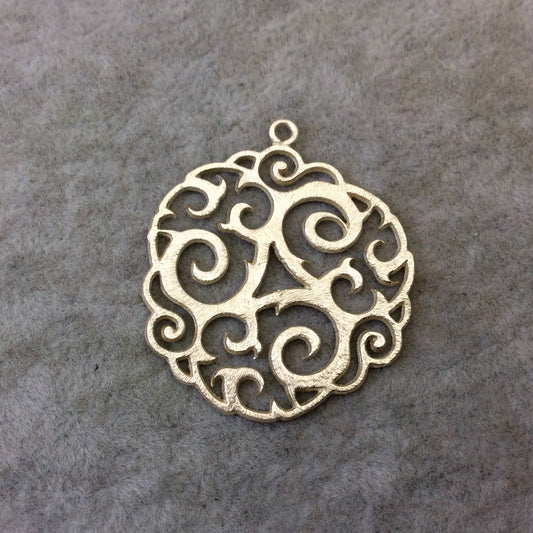 Medium Sized Gold Plated Tribal Swirl Cutout Shaped Brushed Finish Copper Components - Measuring 32mm x 32mm - Sold in Packs of 4 (365-GD)