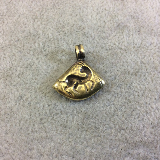 15mm x 18mm Oxidized Gold Plated Rustic Cast Watchful Otter Icon Copper Triangle Shape Pendant w/ Attached Ring - Sold Individually (K-80)