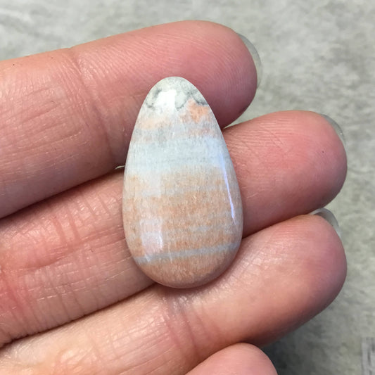 OOAK Natural Celestobarite Pear/Teardrop Shaped Flat Back Cabochon "8" - Measuring 16mm x 28mm, 4mm Dome Height - High Quality Gemstone Cab