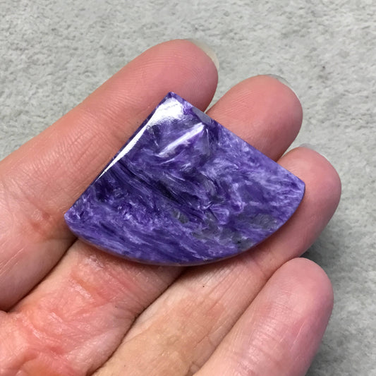 OOAK Natural Purple Charoite Fan/Triangle Shape Flat Back Cabochon "16" - Measuring 44mm x 32mm, 4mm Dome Height - High Quality Gemstone Cab