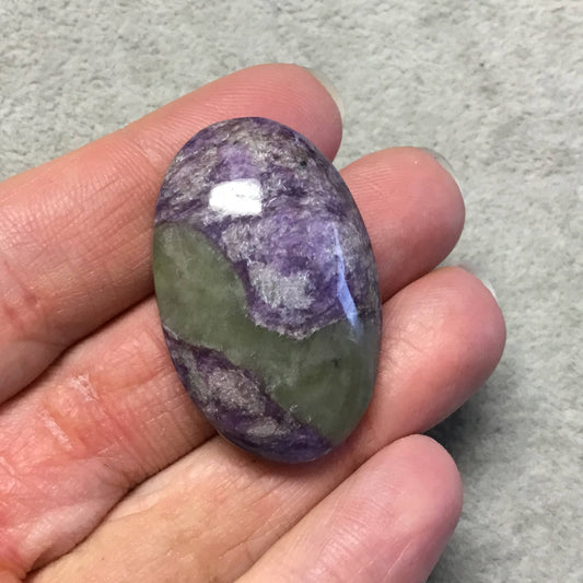 OOAK Natural Purple Charoite Oblong Oval Shape Flat Back Cabochon "19" - Measuring 24mm x 38mm, 12mm Dome Height - High Quality Gemstone Cab