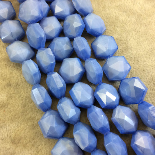 14mm x 14mm Glossy Finish Faceted Periwinkle Blue Chinese Crystal Hexagon Beads - Sold by 11.5" Strands (Approx. 20 Beads) - (CC14140-18)