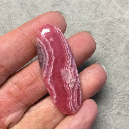 OOAK AAA Rhodochrosite Oblong Oval Shaped Flat Back Cabochon "13" - Measuring 19mm x 50mm, 6mm Dome Height - Natural High Quality Gemstone