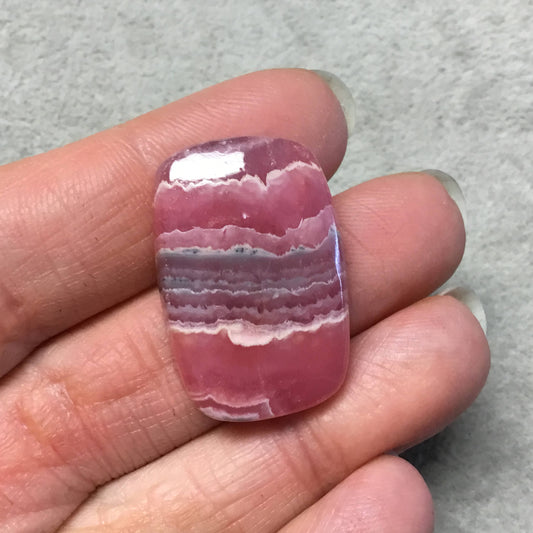 OOAK AAA Rhodochrosite Rectangle Shaped Flat Back Cabochon "39" - Measuring 21mm x 31mm, 5mm Dome Height - Natural High Quality Gemstone