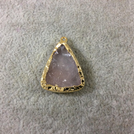 Jeweler's Lot of One Gold Electroformed Natural Rough Rose Quartz Freeform Pendant "RQE06"- ~ 20mm x 25mm - Quality Raw Gemstone